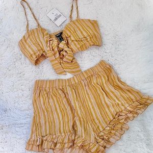 Yellow Print Top & Shorts Set